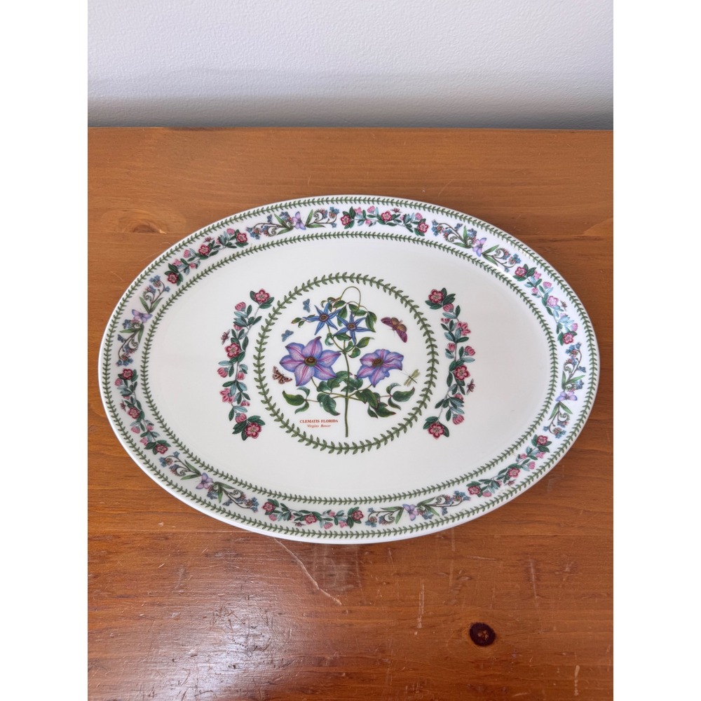 Portmeirion Botanic Garden Fire & Ice Clematis Florida Oval Serving Platter13.5"